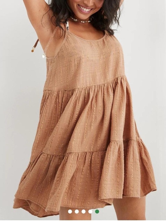aerie Dresses & Skirts - Aerie Tan Tiered Cover-Up Dress size xs